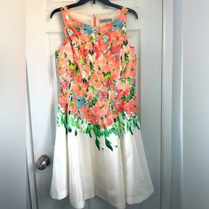 Pretty floral and white a line dress size 8